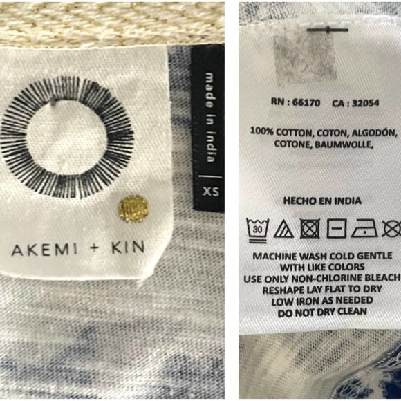 Akemi + Kin Anthropologie Blue Splatter Graffito Long Flared Sleeve Top - Picture 4 of 5